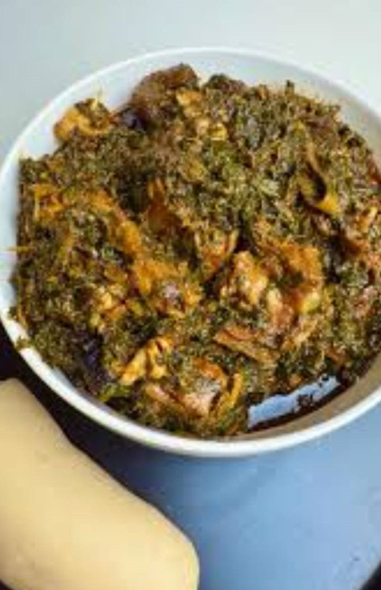 Afang soup with beef, goat or assorted meat with swallow $30.00